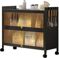 Kitchen Bakers Rack with Cabinets Kitchen Cabinet Storage with Flip Door Cabinet, Microwave Oven Shelf Cabinet, Pantry Storage Cabinet, for Spices, Pots and Pans (Color : 3 Layers, Size : 100