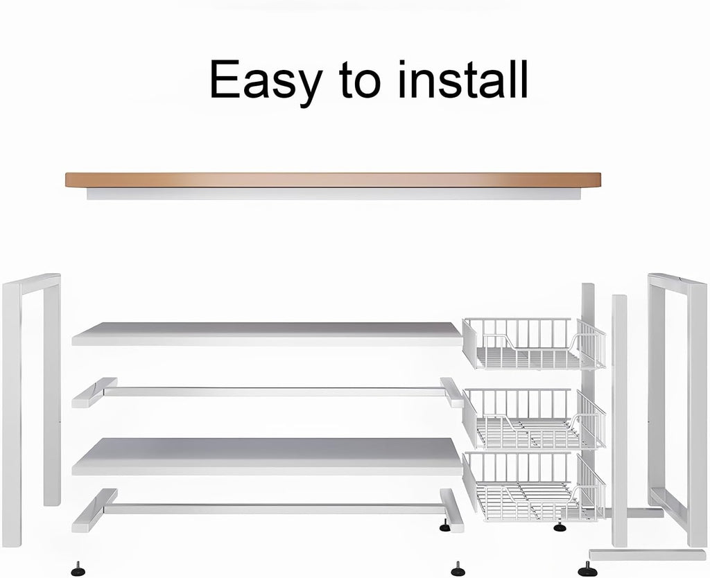 Coffee Cabinet,Kitchen Sideboard, Kitchen Cabinet,3-Tier Kitchens Baker's Rack,Utility Microwave Oven Stand with Storage Cabinet,Free Standing Kitchens Shelves Organizers(White,100cm/39.37in)