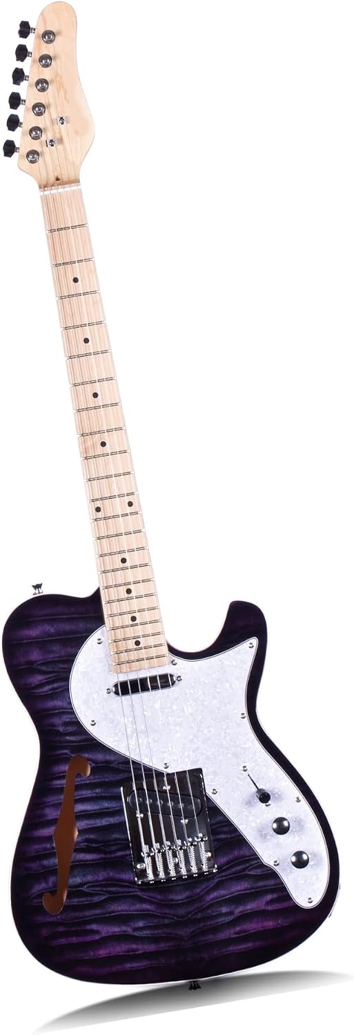 Suitable For Beginners To Practice Electric Guitar And Jazz Playing Professional Electric Guitar(Dark Purple)