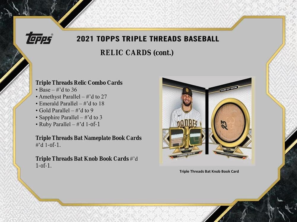 2021 Topps Triple Threads Baseball Hobby Box (2 Packs/7 Cards: 2 Autos)