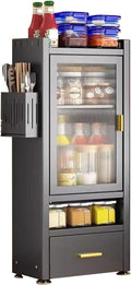 Kitchen Countertop with Drawers Dish Cabinet, Spice Rack, Dual Door Design, Multifunctional Kitchen Storage Cabinet(Small)
