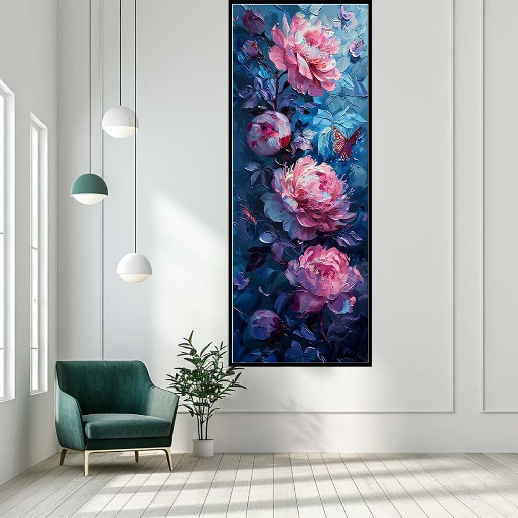 Flower Pink Paint by Numbers for Adults, DIY Paint by Number Kit, DIY Painting by Numbers for Beginner Kits, DIY Canvas Oil Painting Acrylic Paints for Gift Home Wall Decor (Without Frame) 90x180cm