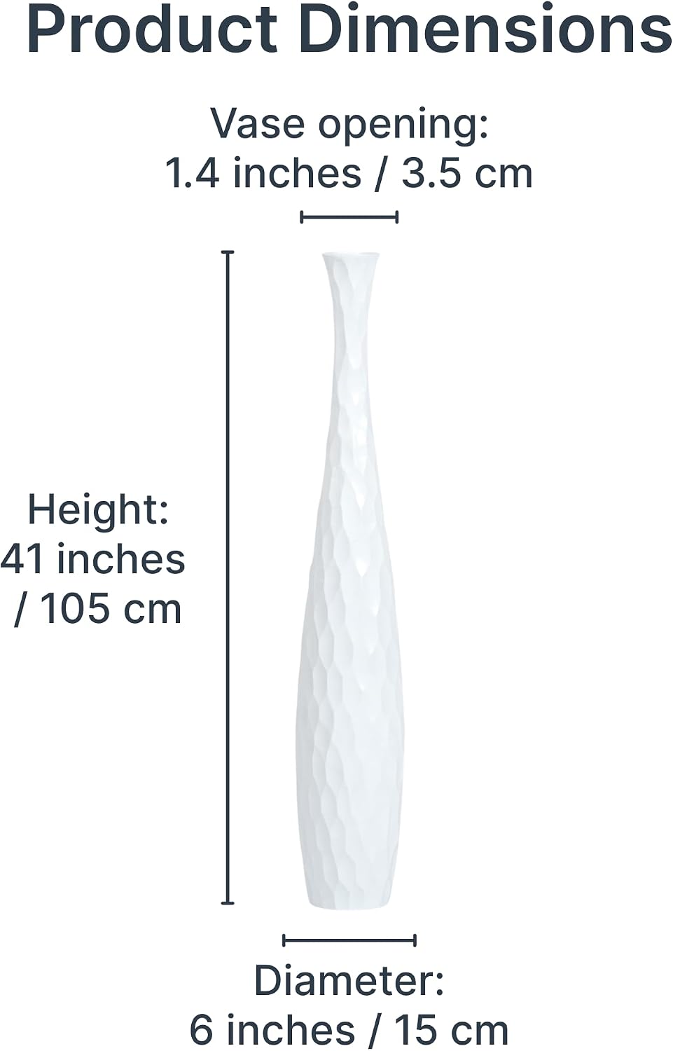 Leewadee Large White Home Decor Floor Vase - Wooden 41 inch Tall Farmhouse Decor Flower Holder for Fake Plant and Pampas Grass
