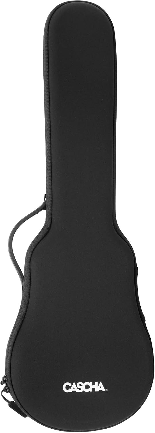 CASCHA Concert Ukulele Set Carbon Fibre I Carbon Ukulele Starter Kit with 3 Plectrums Bag I Ukulele Set Fluorcarbon Strings I Small Hawaii Guitar for Beginners Advanced I Black