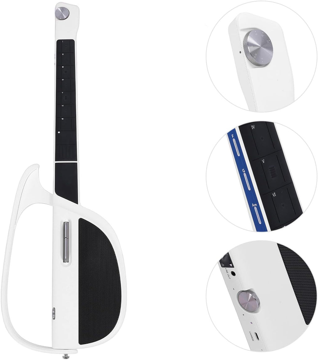 Stringless Guitar, Innovative Stringless Acoustic Electric Guitar, C1 Portable Foldable, for Beginners, Adults, Enthusiasts (White)