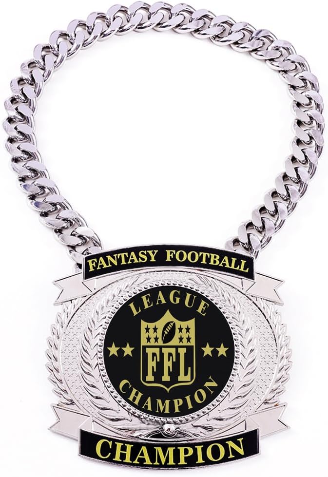 Fantasy Football Belt Medal, Championship Chains Trophy Award Winner Prize Trophy, 7-3/4″ x 7″ Large Champ Medal