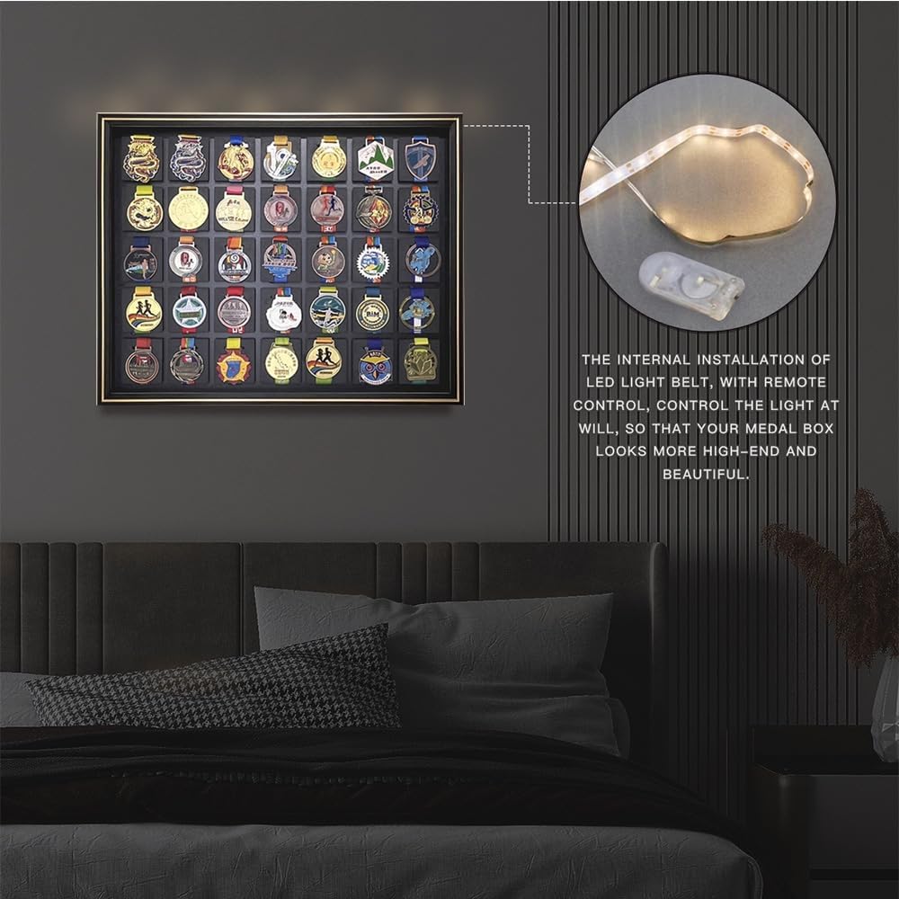 Marathon Medal Display Frame-Medal Display Frame-Medal Display case3D Medal Box Photo Frame, Runner, Marathon, Race Champion, Football, Gymnastics and All Sports Medal Medal Medal Badge (PS35)