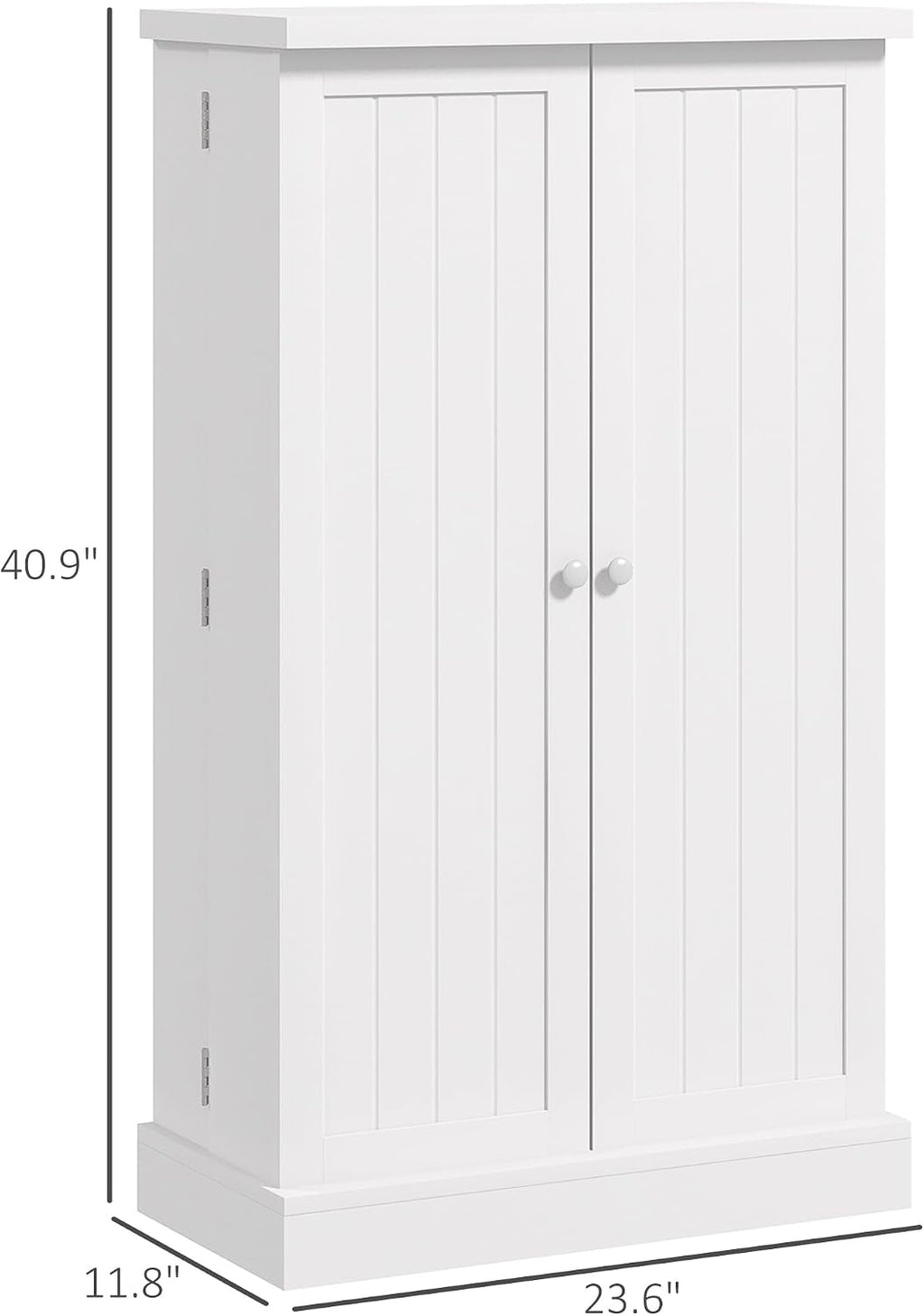 HOMCOM 41' Kitchen Pantry Storage Cabinet, Freestanding Kitchen Cabinet with 12 Door Shelves, Double Doors, 5-Tier Shelving and Adjustable Shelves, Painted White