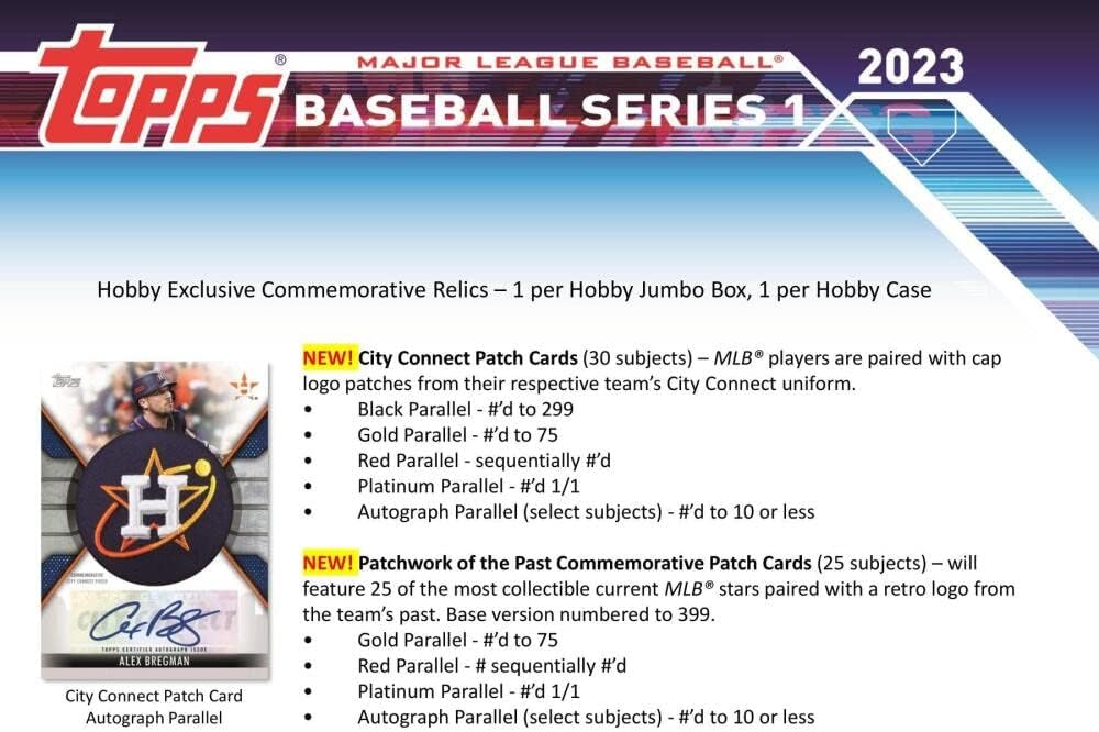 2023 Topps Series 1 Baseball Jumbo Box (10 Packs/46 Cards: 1 Auto, 2 Silver Packs)