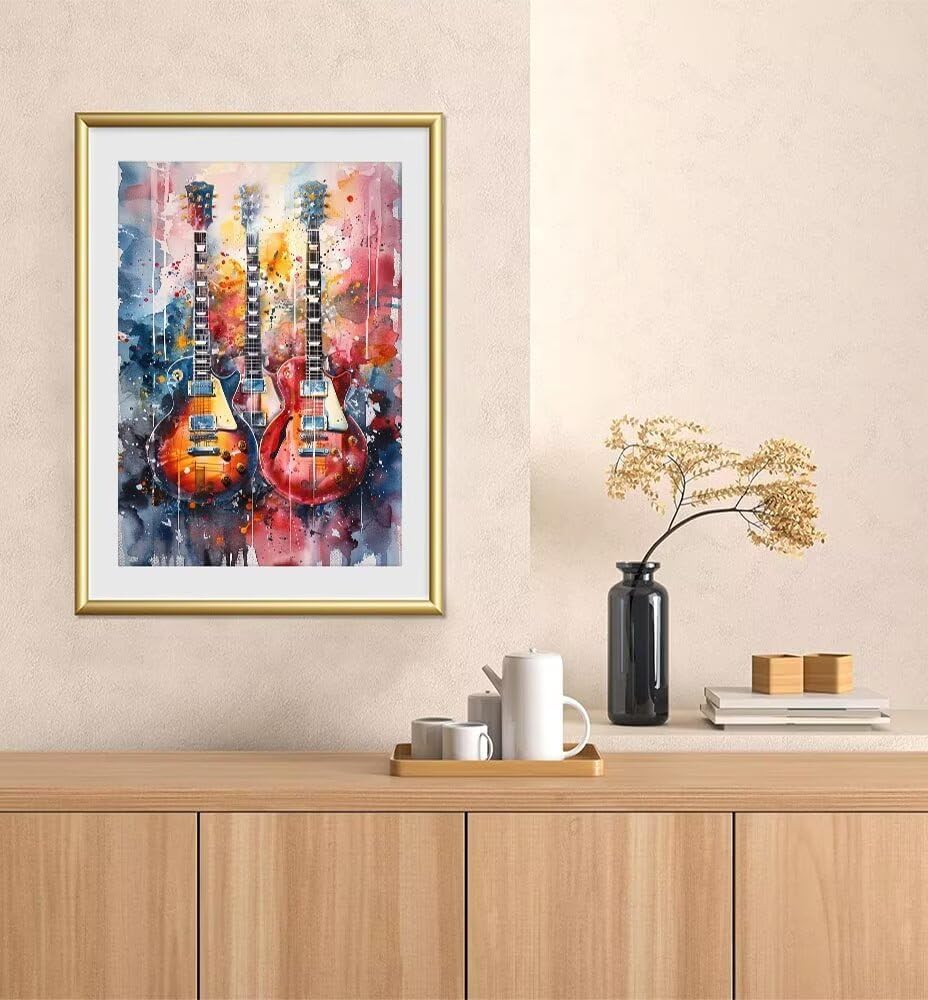 Paint by Numbers Kit for Beginner Beginners Guitar Paintings Acrylic Easy Paint by Number Red Watercolor Adults' Canvas Art on Canvas 40x53 inch Model YEYUMEOZ4-R