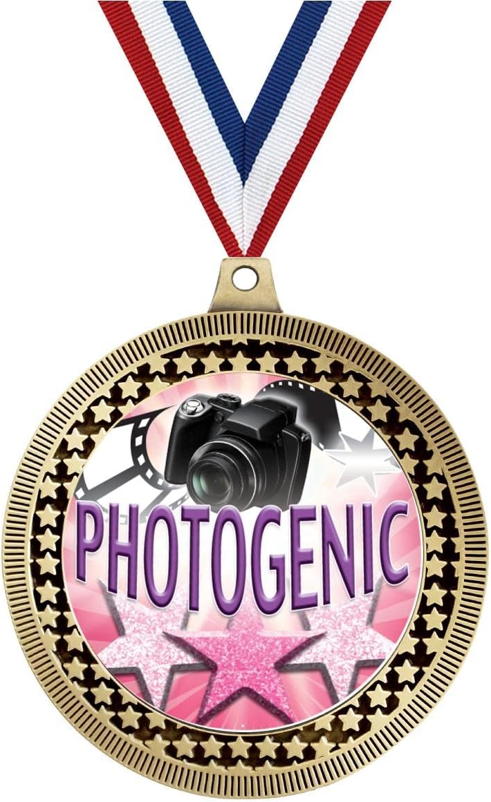 Crown Awards 2.75' Beauty Photogenic Medal Award, Gold Vega Beauty Photogenic Team Trophy Award Includes Free Neck Ribbon