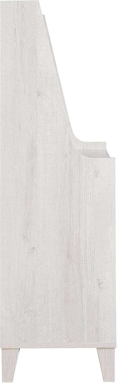 HOMES: Inside + Out Dover Farmhouse Multi-Storage with 7 Shelves 32 in. Kitchen Baker's Racks for Dishes, Spice Jar, Vases, and Chopping Board, White Oak