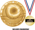 Crown Awards Volleyball Medal, 2' Shiny Gold Volleyball Medals for Kids with Free Custom Engraving Prime