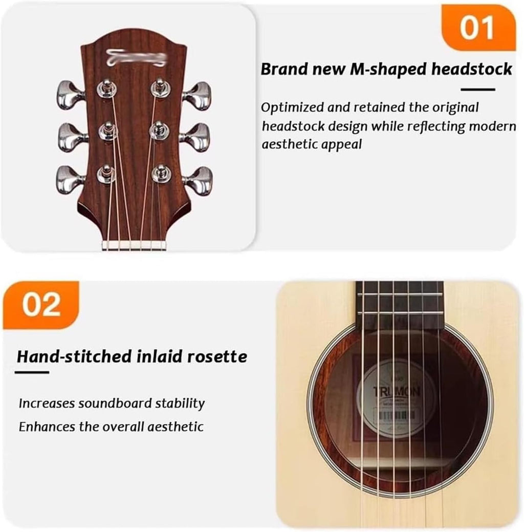 MXL&LJB 41' Acoustic Guitar for Beginner, Spruce Top Classical with Gig Bag and Other Accessories Lightweight Body Suitable for Adult Teen(Natural)