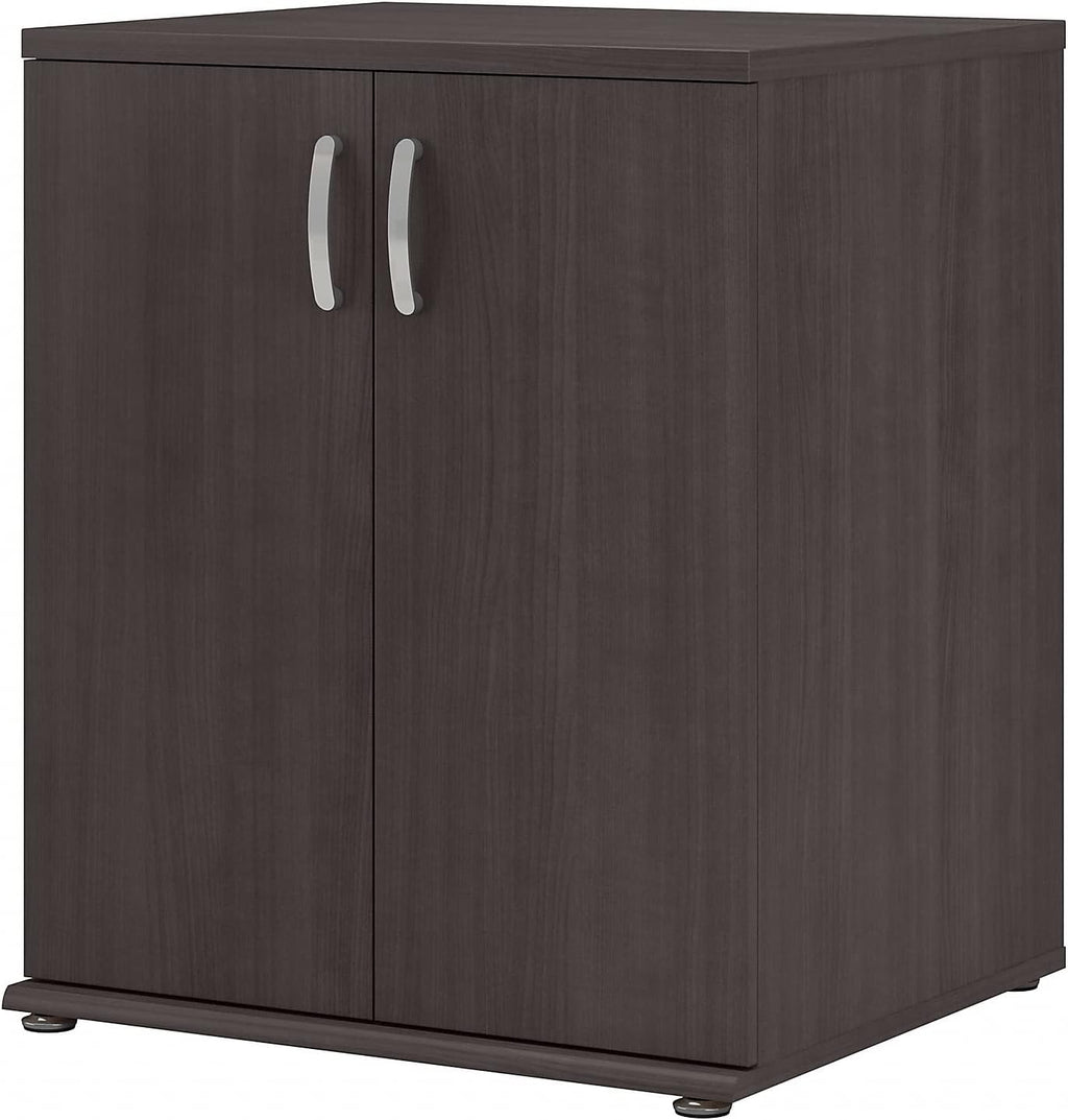 Bush Business Furniture Universal Floor Storage Cabinet with Doors and Shelves in Storm Gray, Vertical Office Storage Unit with Adjustable Shelving for Workspace