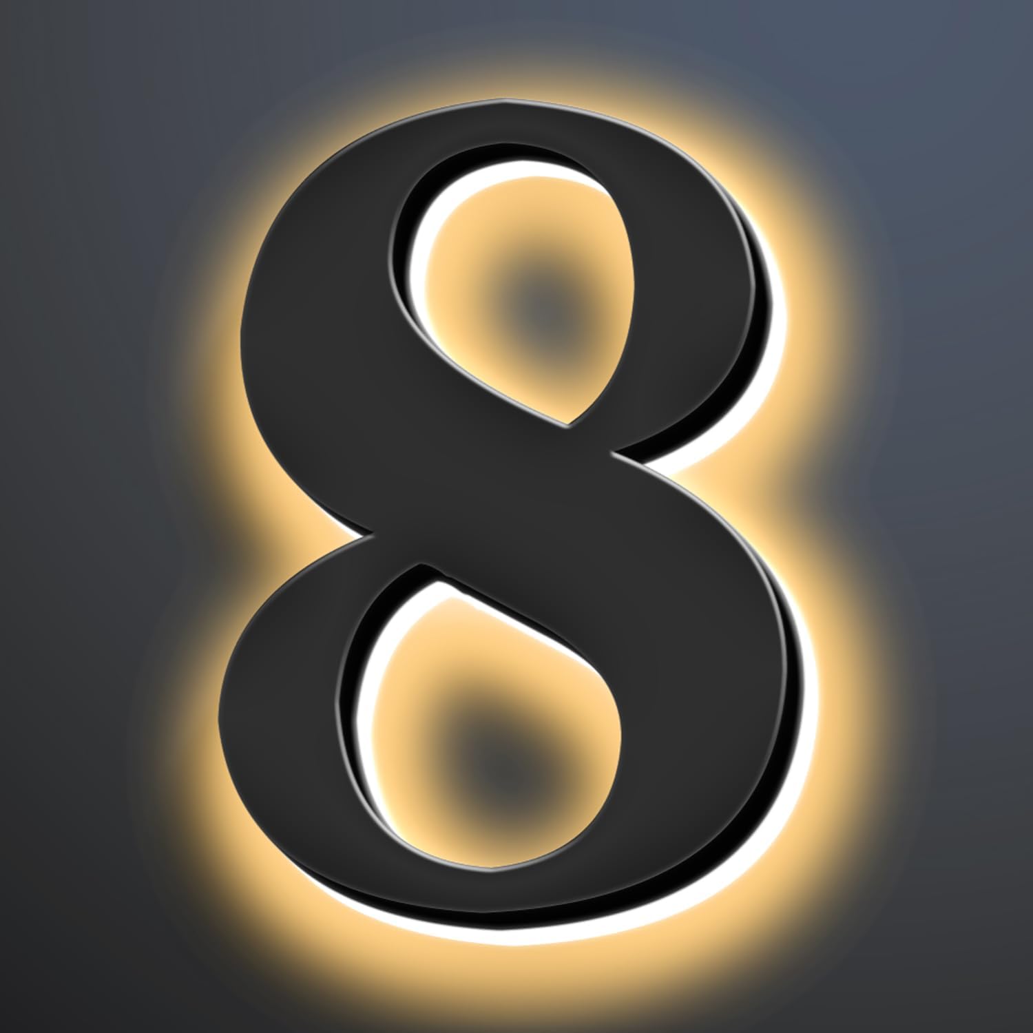 Backlit Illuminated LED House Numbers Upgrade Your Address Signs 16 Inch, Large Modern Light Up Address Numbers Signs, Stainlesss Steels Home Address Signs,8