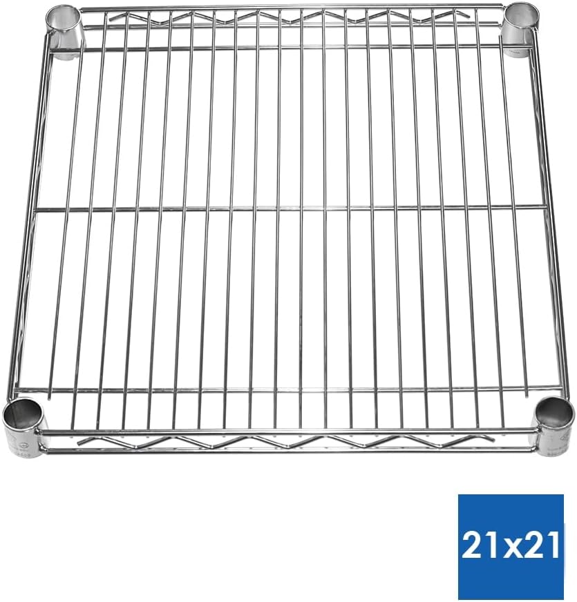 Shelving Inc. 21' d x 21' w x 64' h Chrome Wire Shelving with 4 Tier Shelves, Weight Capacity 800lbs Per Shelf