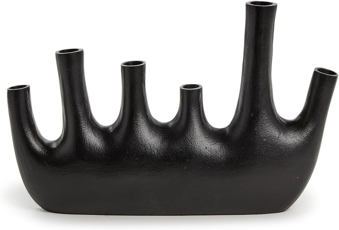 Two's Company Cosmo Black Pipe Decorative Vase, 11-inches Height, Aluminum, Home Decor Accessories