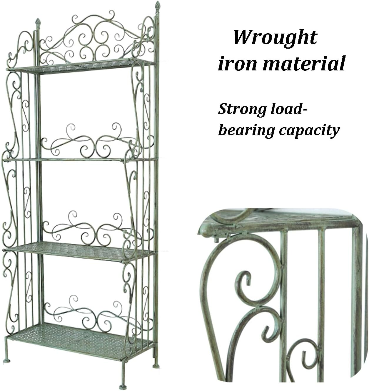 Metal Garden Trellis, Indoor Outdoor Planter Display, Heavy Duty Iron Plant Trellis, Strong Load-Bearing Capacity, Iron 4-Tier Bakers Rack for Garden Patio Balcony Living Room(White)