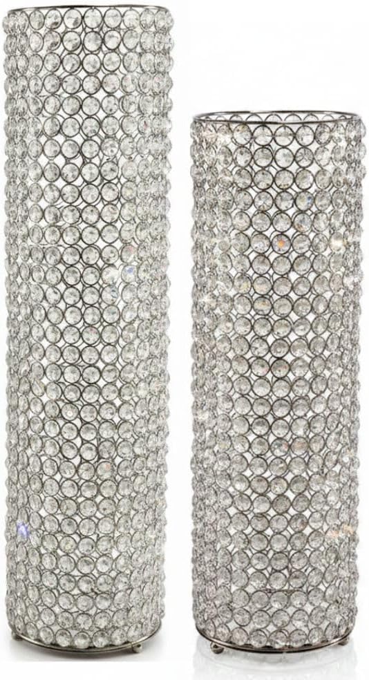 Modern Day Accents 5760 Tubo LG Cristal Cylinder Vase, Silver, 25' H | For Flowers or Candles, Tall Elegant Design, For Centerpieces, For Bouquets or Home Decor