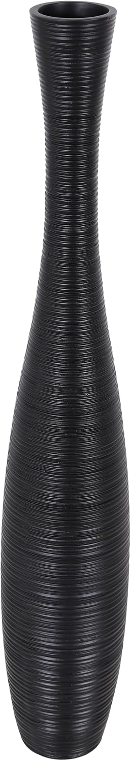 Leewadee Decorative Tall Floor Vase for Living Room Decor, 34 inches, Black, Resin