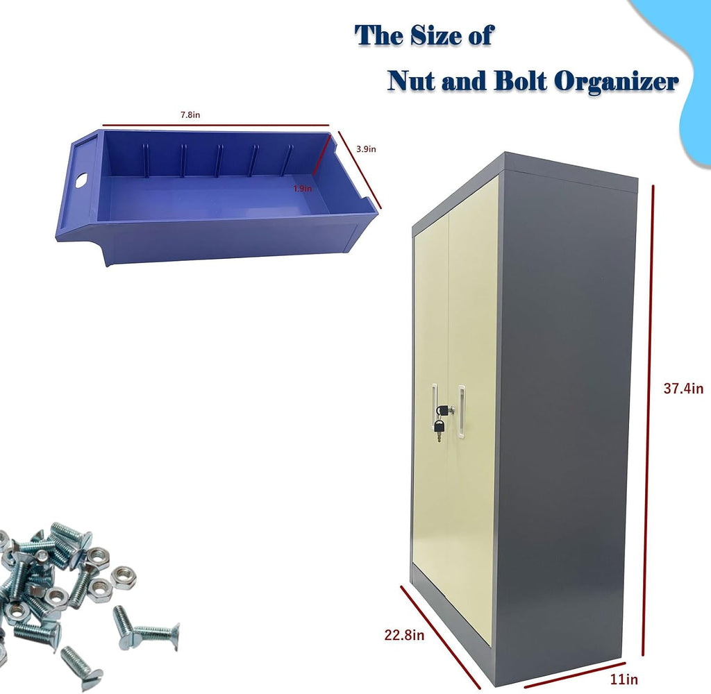 60 Drawer Parts Storage Cabinet | Cold-Rolled Steel Body, ABS/PS Drawers, Anti-Slip Design, Safety Lock, Dustproof Strips, for Small Parts, Hardware, Tools
