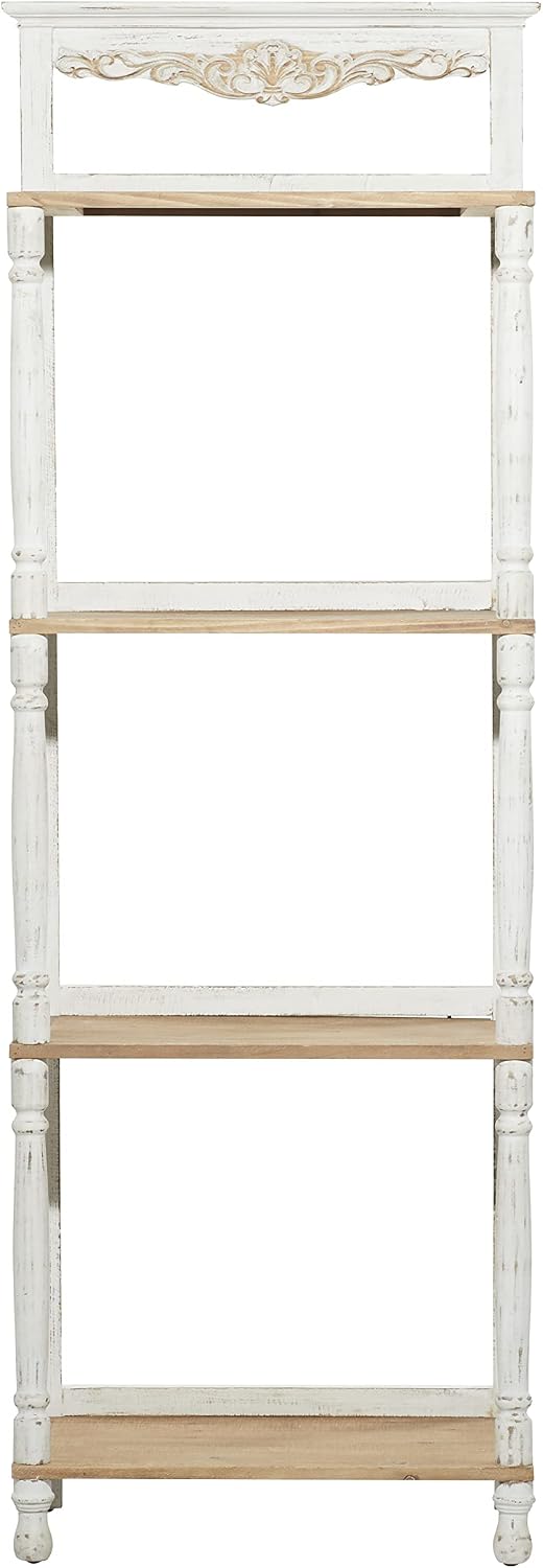 Deco 79 Wood Solid Shelving Unit, 25' x 14' x 71', White