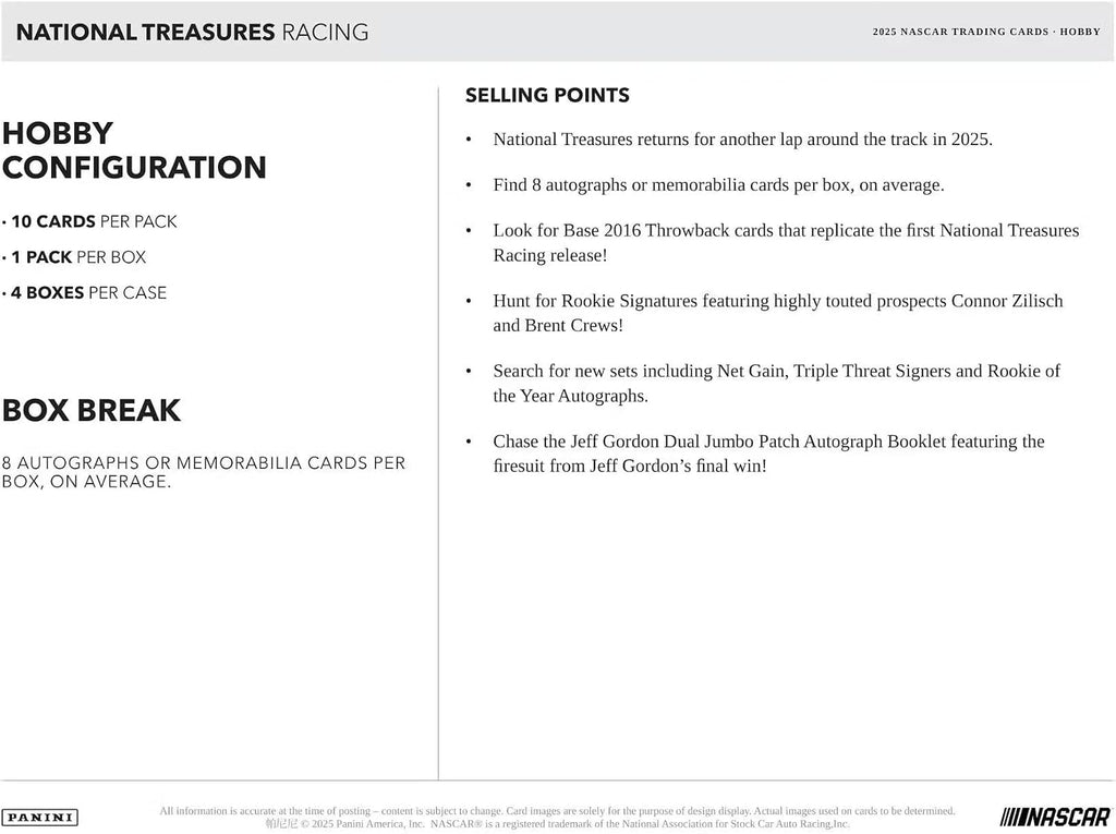 Panini 2025 National Treasures Racing Hobby Box