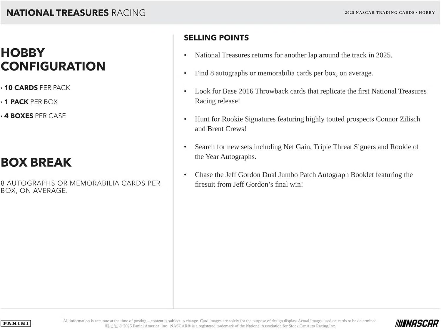Panini 2025 National Treasures Racing Hobby Box