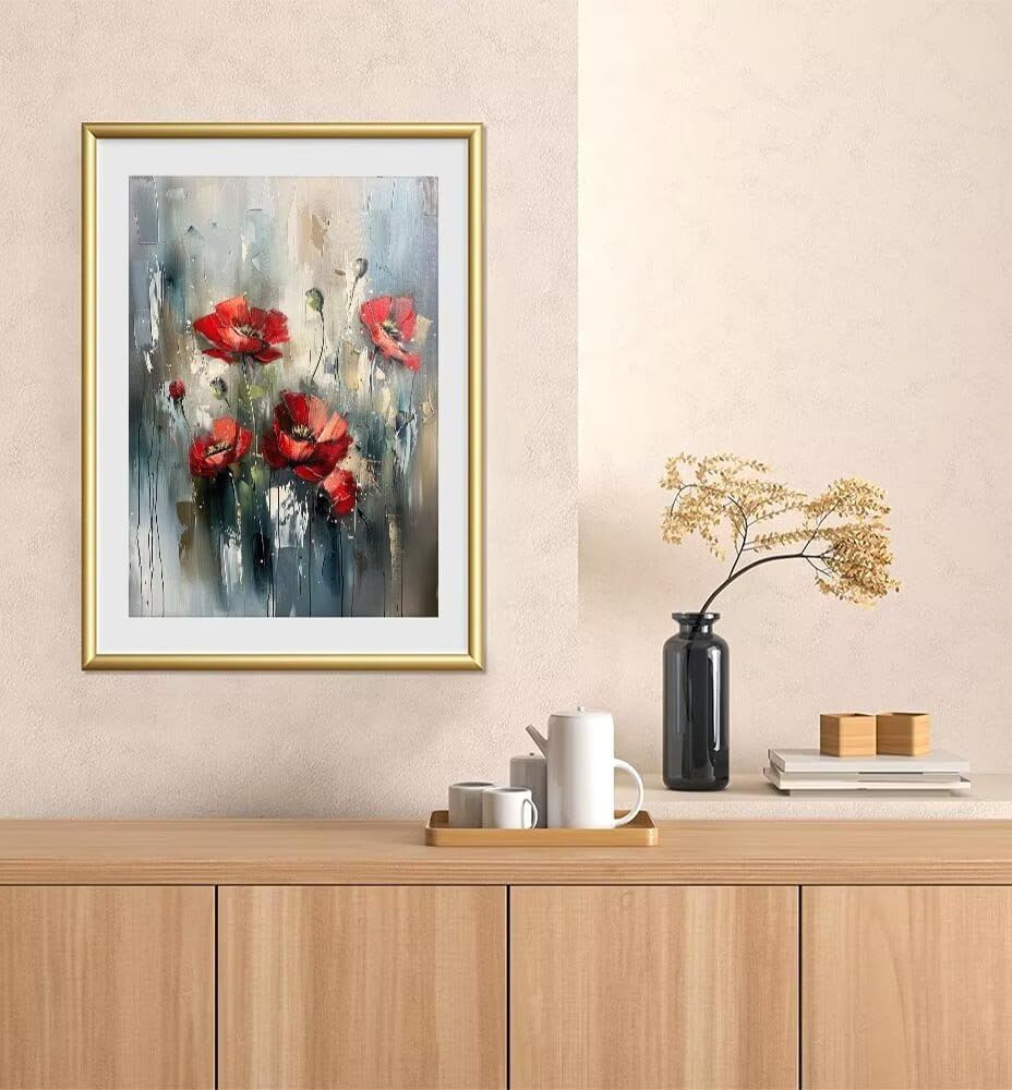 Paint by Numbers Kit for Beginner Flower Painting by Numbers DIY Acrylic Arts and Crafts Without Frame Red Easy Adult Canvas Art on Canvas 40x53 inch Model YEYUMEOZ3-2