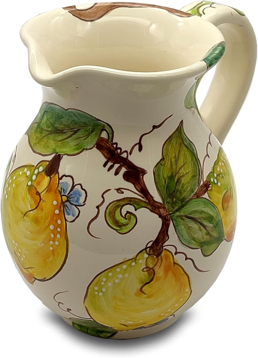 Italian Ceramic Pitcher Lemon - 16 oz Hand Painted Utensil Holder Or Carafe Design for Kitchen - Made in ITALY Tuscany - Italian Pottery Vase Jar for Wine - Home Decor Ceramics