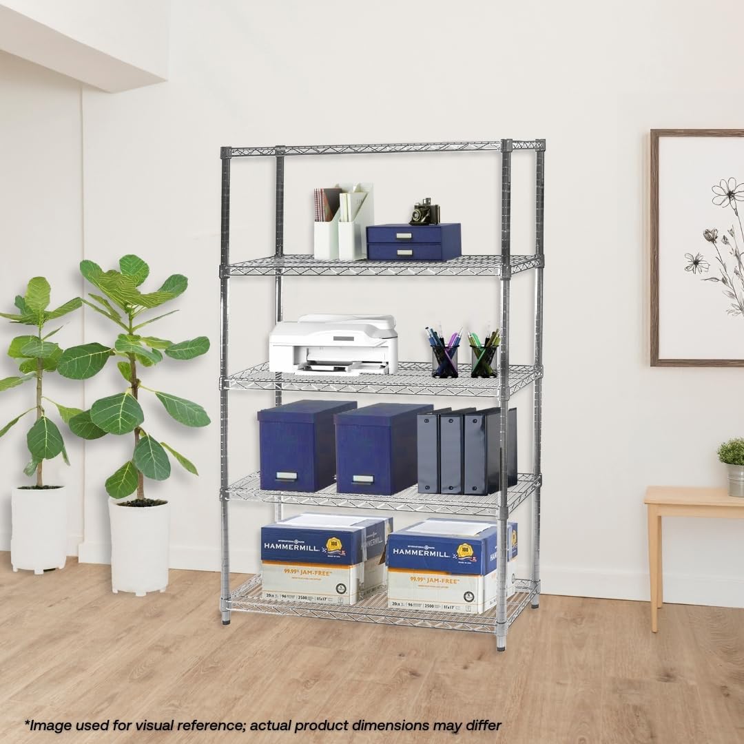Shelving Inc. 21' d x 21' w x 64' h Chrome Wire Shelving with 4 Tier Shelves, Weight Capacity 800lbs Per Shelf
