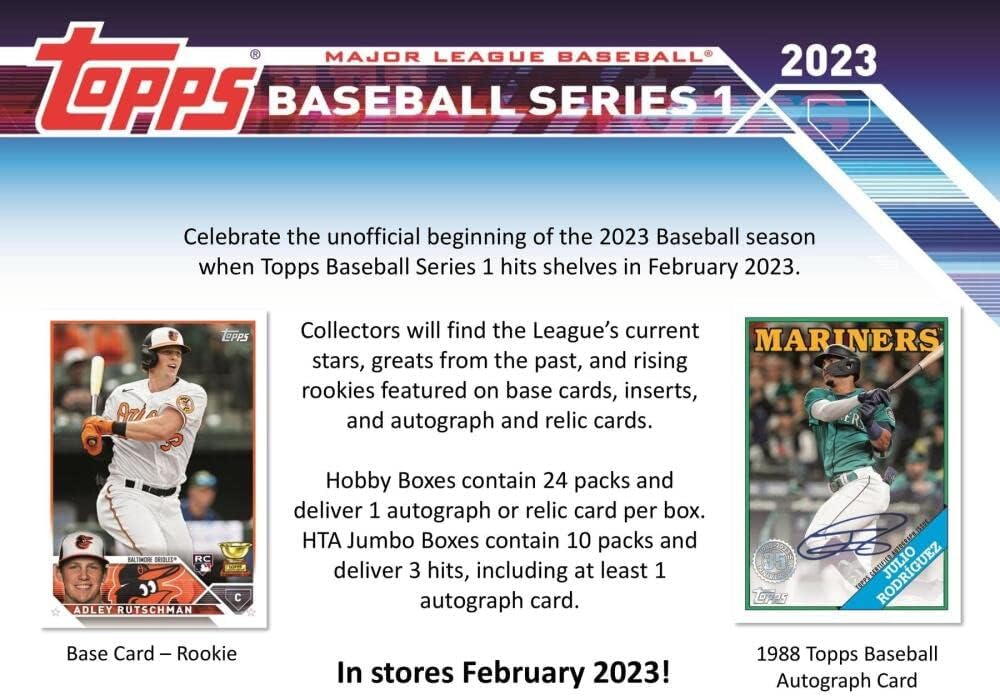 2023 Topps Series 1 Baseball Jumbo Box (10 Packs/46 Cards: 1 Auto, 2 Silver Packs)