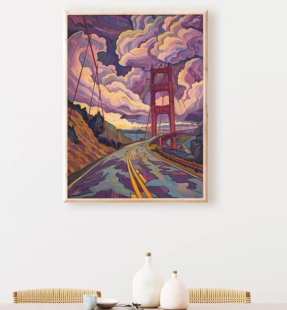 Paint by Numbers for Adults Landscape Paint by Numbers Kit on Canvas for Beginners Painting Set Craft Supplies 3 Paintbrushes and Acrylic Pink40x53 inch Model YEYUMEOZE-1