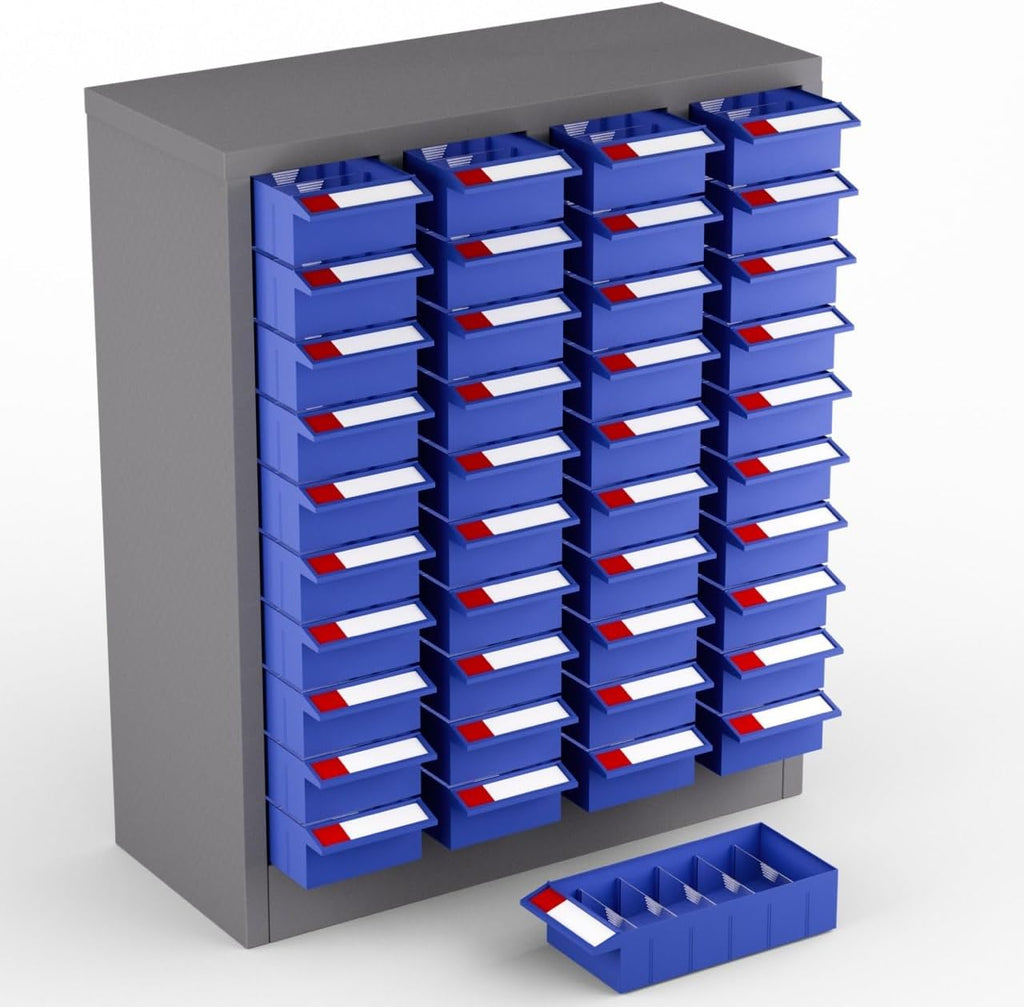 40 Drawers 21x9x25 Inch Bolt and Nut Organizer, Stainless Steel Parts Cabinet with Shelfs & Labels Bolt and Nut Tool Storage Cabinet for Workshop Tool & Hardware Storage and Organization