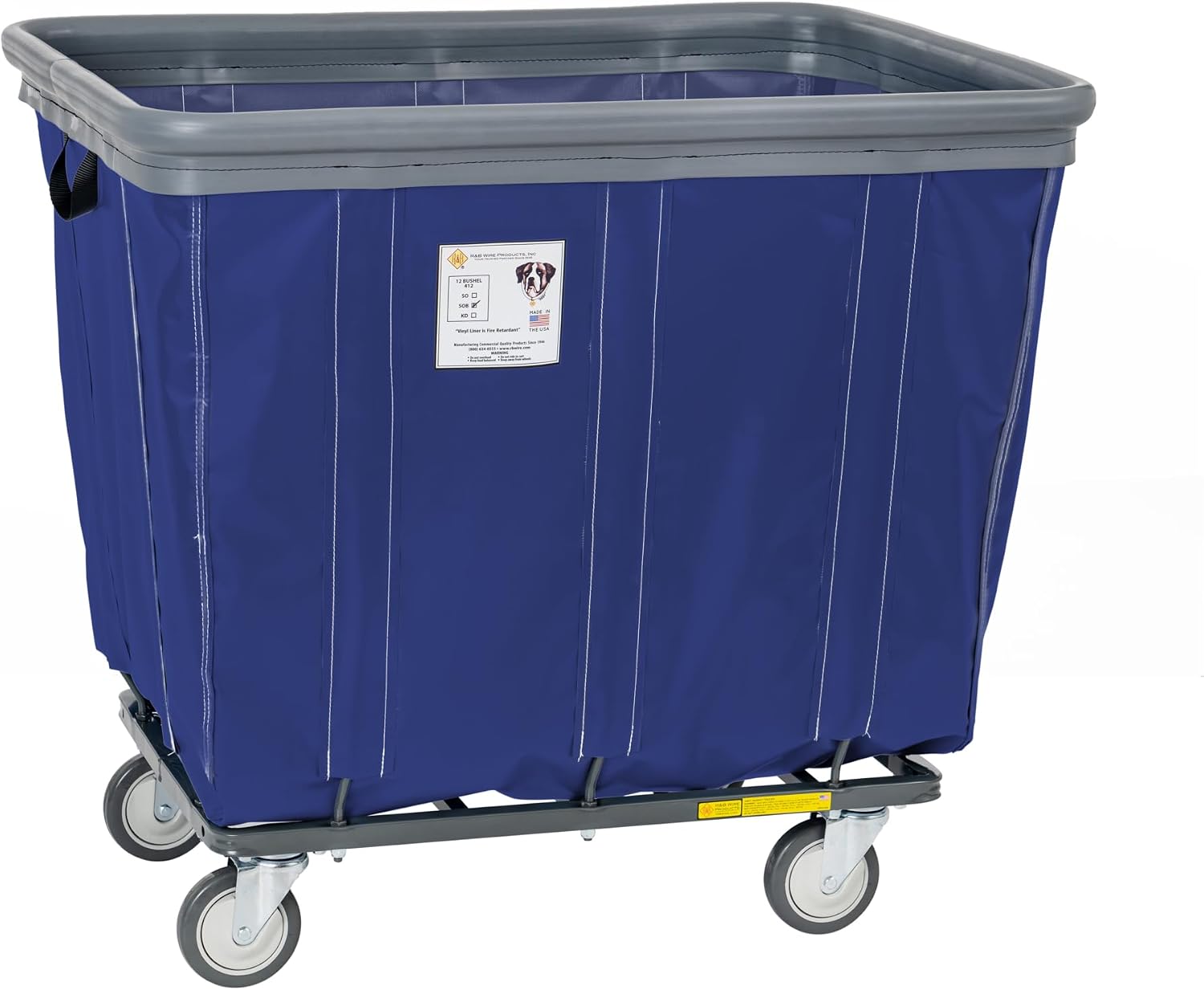 R&B Wire Products, Inc., Vinyl Basket Truck w/Air Cushion Bumper, Capacity 600 lb, Capacity Volume 15 ft³, Color Navy, Model# 412SOBC/NVY
