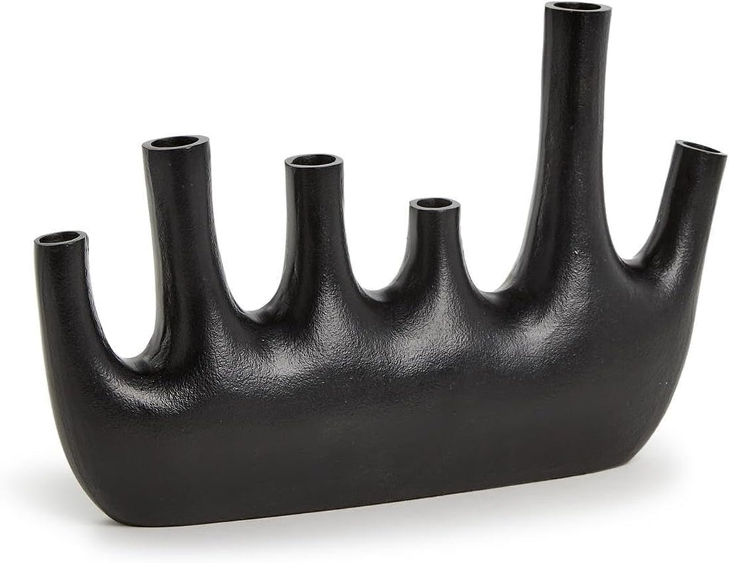 Two's Company Cosmo Black Pipe Decorative Vase, 11-inches Height, Aluminum, Home Decor Accessories