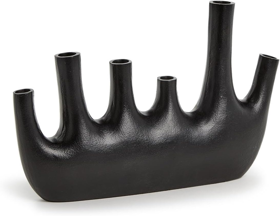 Two's Company Cosmo Black Pipe Decorative Vase, 11-inches Height, Aluminum, Home Decor Accessories