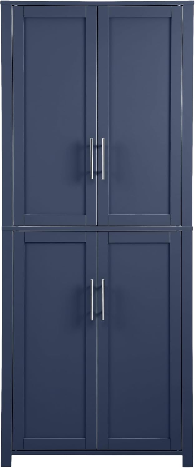 Crosley Furniture Savannah Tall Pantry Storage Cabinet with Shelves, Kitchen, Dining, or Laundry Room, Navy
