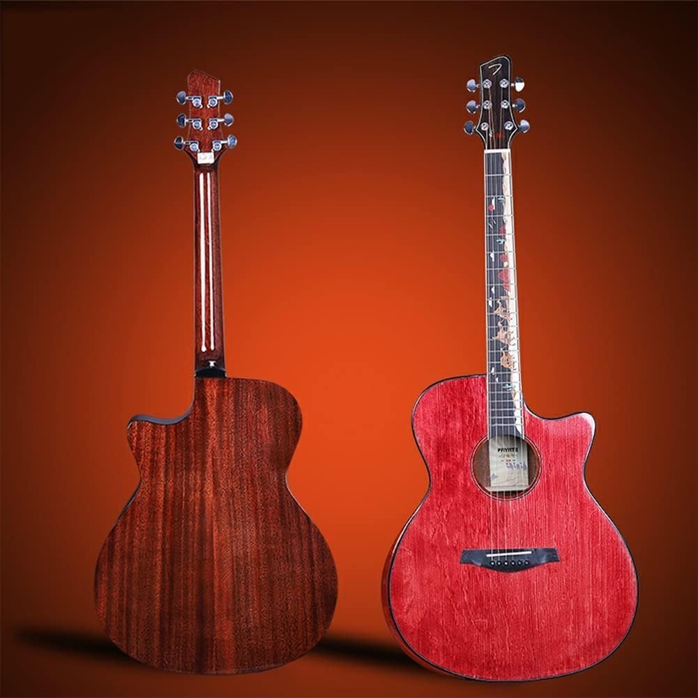 Beginner Single Board Guitar Instruments, Spruce Solid Wood Top, X-Shaped Sound Beam Structure, Polished Lacquer Finish (Size:41 inches,Color:Natural)