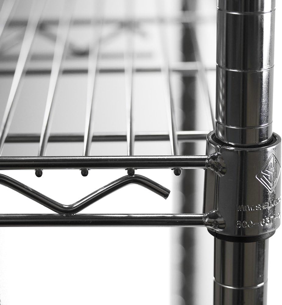 Shelving Inc. 14' d x 18' w x 96' h Chrome Wire Shelving with 5 Tier Shelves, Weight Capacity 800lbs Per Shelf
