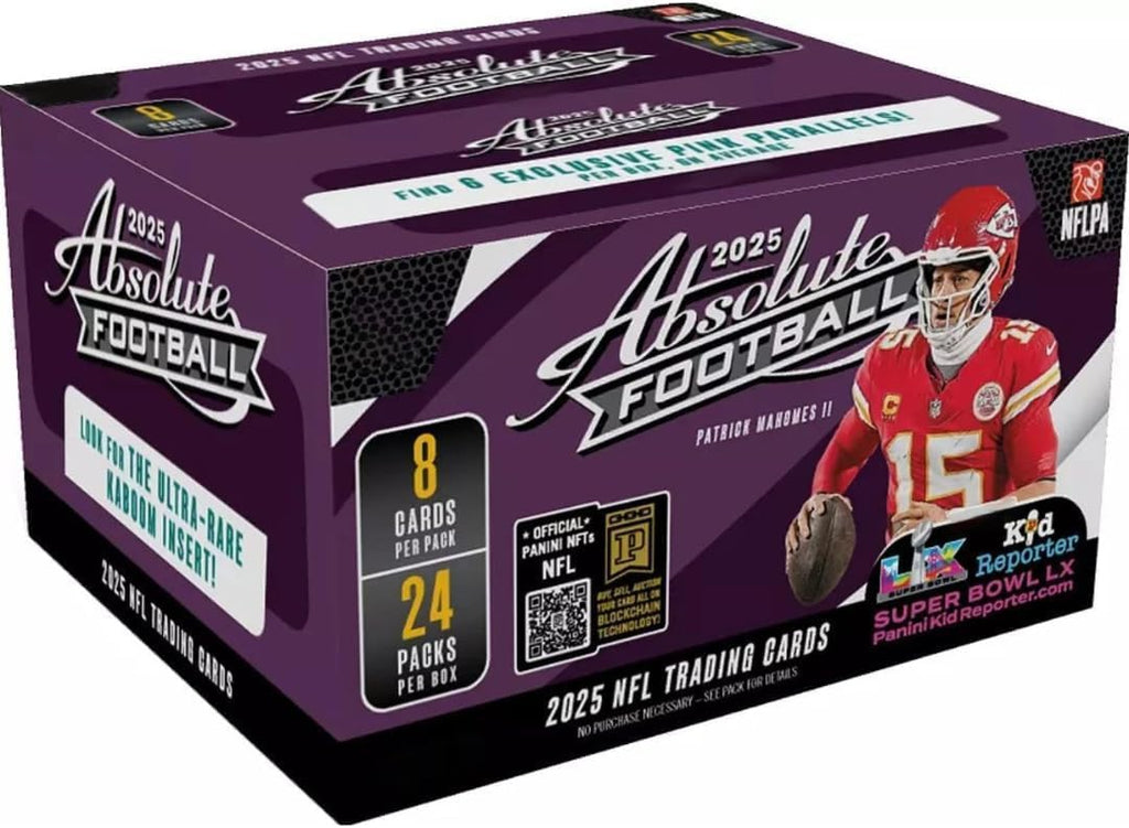 2025 Absolute Football Retail Box with 192 Trading Cards + 6 Toploaders + StreetCards Magnet! Look for The Kaboom Insert!