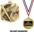 Crown Awards Custom Baseball Medals, 2' Kudos Baseball Medal with Free Neck Ribbon and 4 Lines of Engraving Included