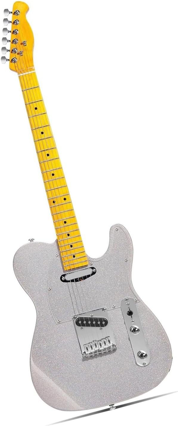 Professional Mahogany Solid And Hard Maple Neck Electric Guitar Professional Electric Guitar(Silver)