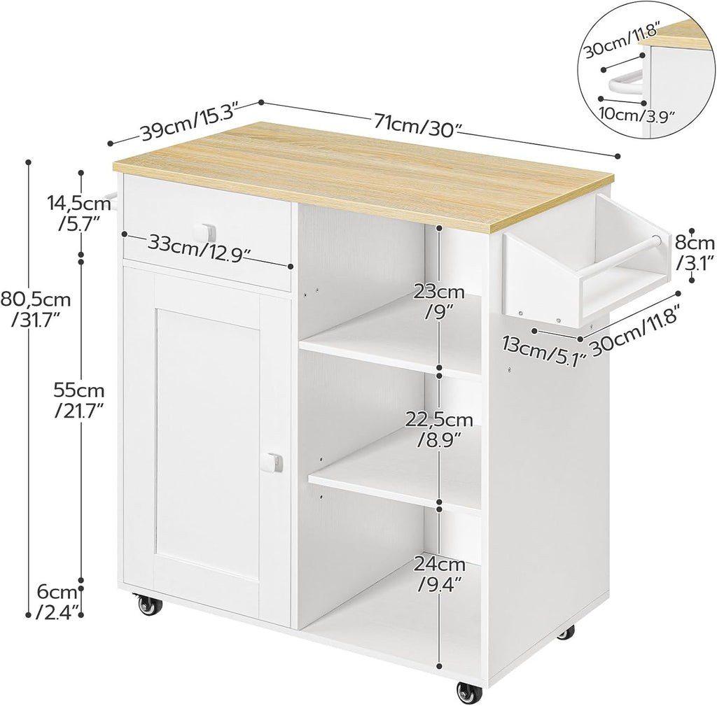 HOOBRO Kitchen Island with Power Outlet and Kitchen Island Bundle, Rolling Kitchen Cart on Wheels with Spice Rack and Drawer, for Home, Kitchen and Dining Room, WT82UZD01G1- WN12ZD01