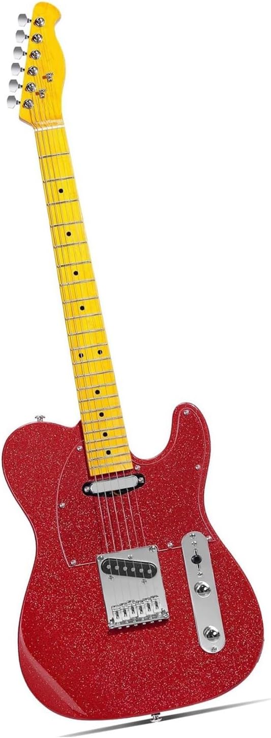 Professional Shiny Colored Electric Guitar With Mahogany Solid Professional Electric Guitar(Red)