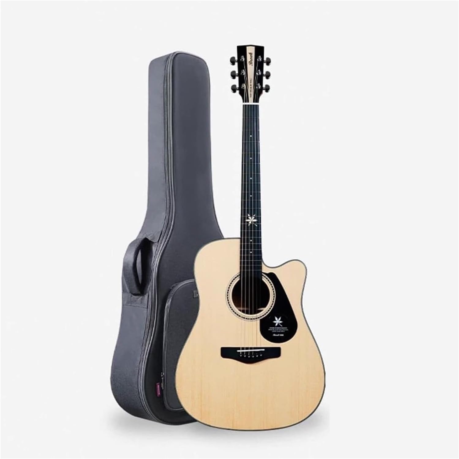 MXL&LJB Acoustic Guitar, Cutaway Bundle with Gig Bag, Picks, Strings, Strap 41 Inch Full Size Dreadnought Spruce Top for Beginners Teens Adults(Natural)
