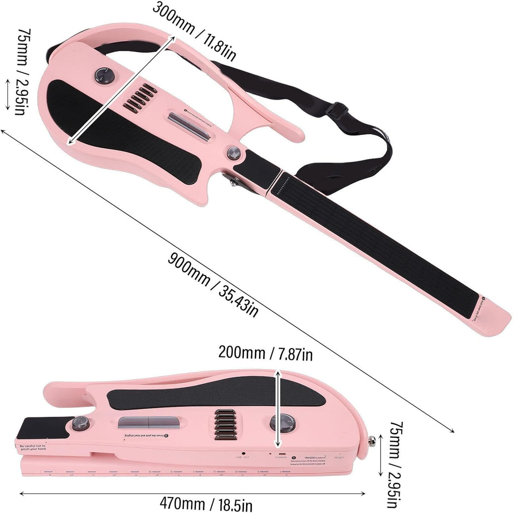 LiebeWH Stringless Smart Guitar Beginner Stringless Electric Guitar with Foldable Design for Beginner Pink
