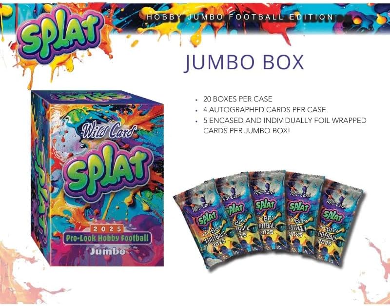 2025 Wild Card Splat Pro-Look Football Hobby Jumbo Trading Card Box (5 Encased Cards Per Box)