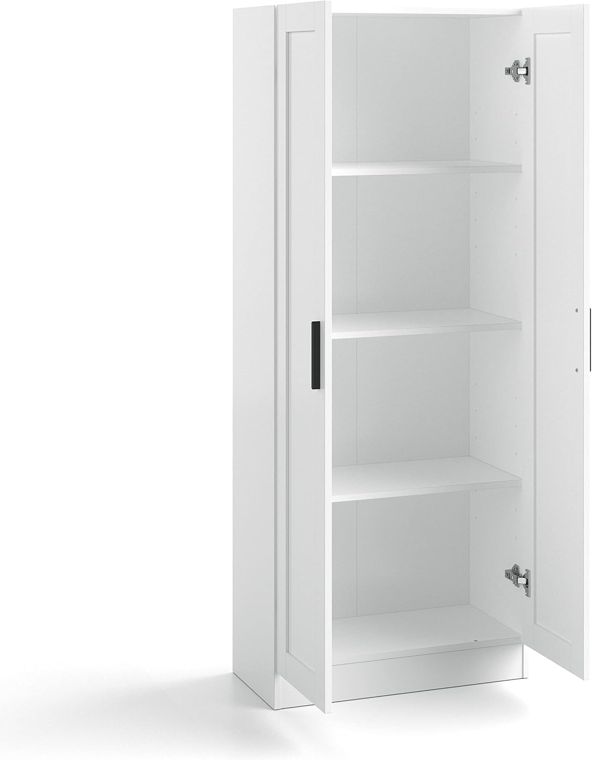 Panana Wooden Storage Cabinet, Narrow Pantry Cabinets Free Standing Tall Storage Cabinet with 2 Doors and Shelves (White)